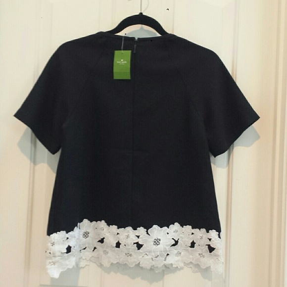 Kate Spade Lace Trim Satin Crepe Top NWT Sz 2 - Picture 6 of 8